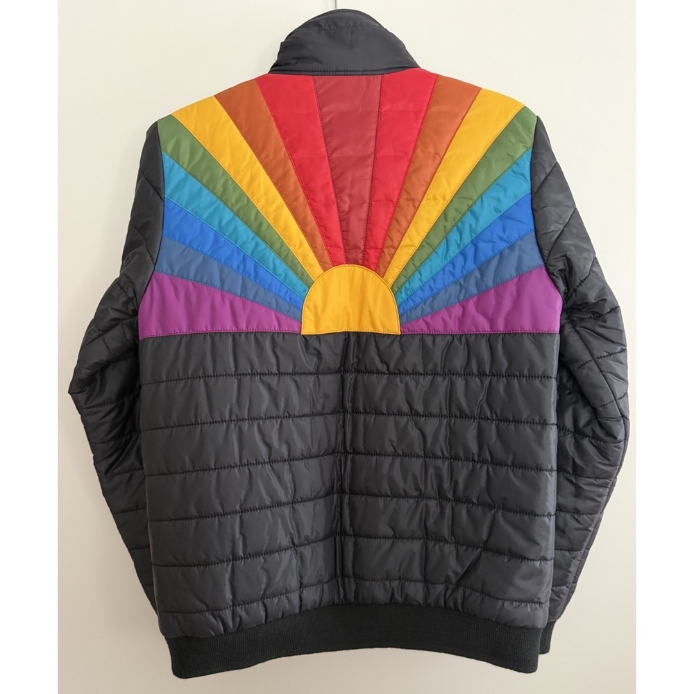 Aviator Nation Sunburst Puffer Jacket Black Women's Size Large